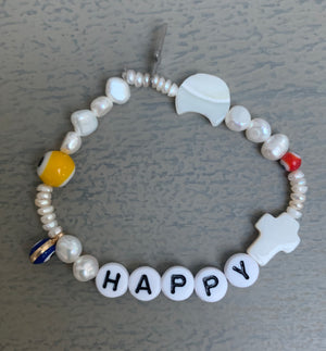 ‘HAPPY' FRESHWATER PEARL BRACELET